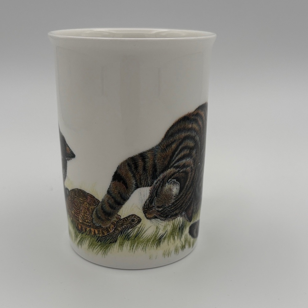 Vintage Roy Kirkham Kitten Lovers Bone China Mug Cats Playing with Turtle 1991